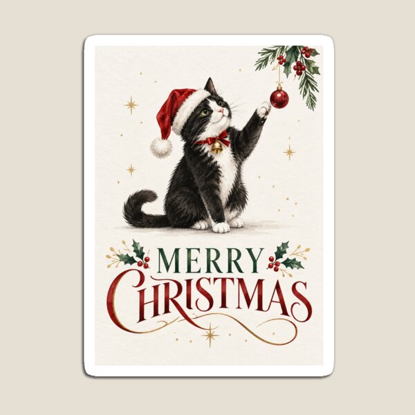 Item preview, Cute Cat Christmas Cards Festive Watercolour Holiday Designs designed and sold by ArcanePrintsxo.