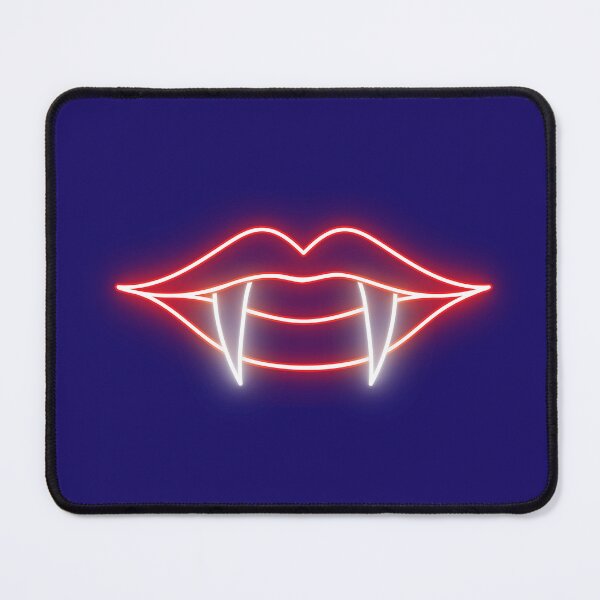 Item preview, Neon Vampire Lips Fangs Red Glow Halloween Art designed and sold by SolutionsArt.