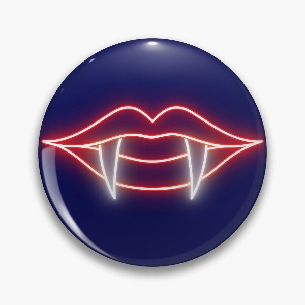 Item preview, Neon Vampire Lips Fangs Red Glow Halloween Art designed and sold by SolutionsArt.