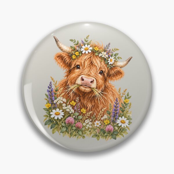Item preview, Highland Cow With Wildflower Crown designed and sold by Everwood Art Studio.