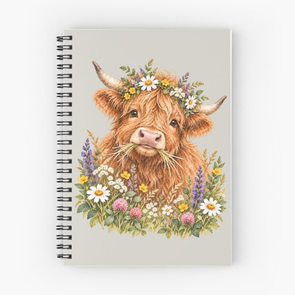 Item preview, Highland Cow With Wildflower Crown designed and sold by Everwood Art Studio.