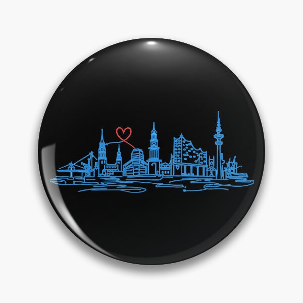 Artikelvorschau, Hamburg Skyline – Moderne One Line Art Herz entworfen und verkauft von Pineapple-Tree.
