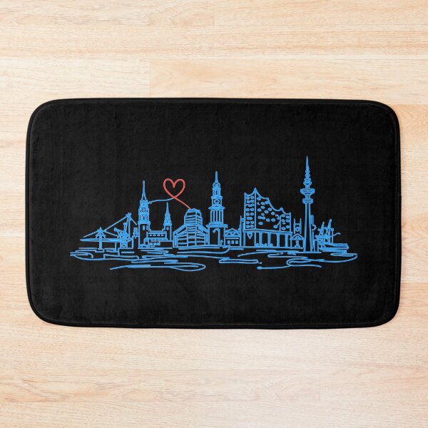 Artikelvorschau, Hamburg Skyline – Moderne One Line Art Herz entworfen und verkauft von Pineapple-Tree.