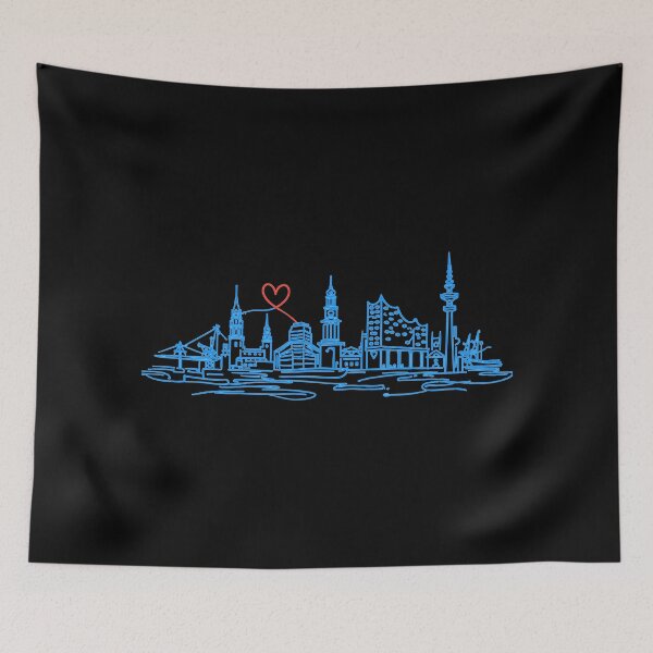 Item preview, Hamburg Skyline – Modern One Line Art Heart designed and sold by Pineapple-Tree.