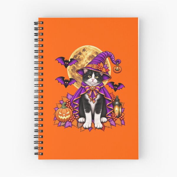 Item preview, Tuxedo Cat Halloween Witch Costume & Spooky Pumpkin designed and sold by PixelsPaws.