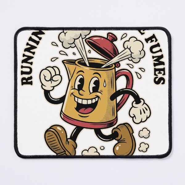Item preview, Running on Fumes Retro Cartoon Coffee Pot T-Shirt Design designed and sold by KIDEnia.