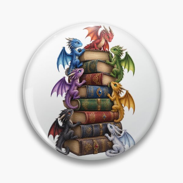 Item preview, Stack of books with several small dragons crawling on them. designed and sold by RBBeachDesigns.