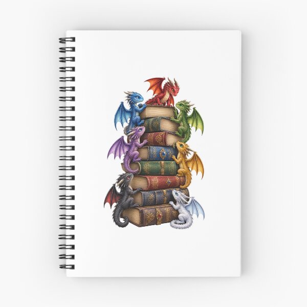 Item preview, Stack of books with several small dragons crawling on them. designed and sold by RBBeachDesigns.