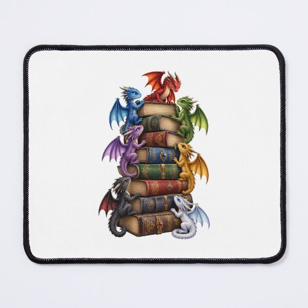 Item preview, Stack of books with several small dragons crawling on them. designed and sold by RBBeachDesigns.