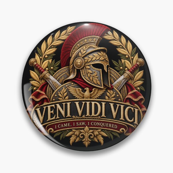 Item preview, Veni Vidi Vici Roman Warrior Embroidery – I Came I Saw I Conquered Latin Motto Art designed and sold by Emoji Emblems.