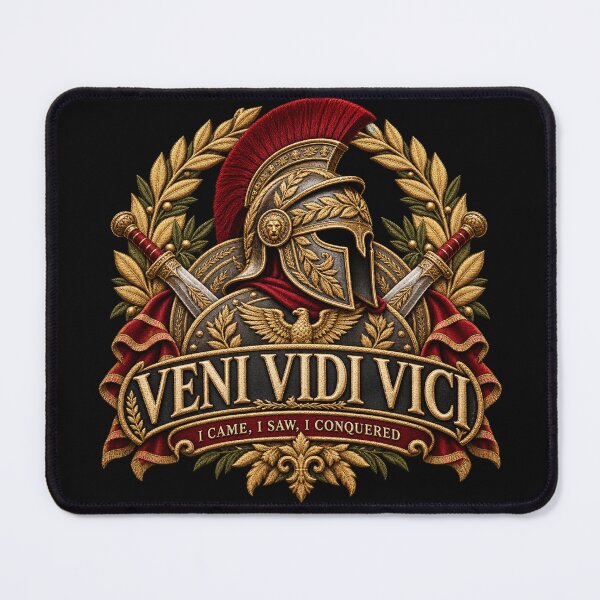 Item preview, Veni Vidi Vici Roman Warrior Embroidery – I Came I Saw I Conquered Latin Motto Art designed and sold by Emoji Emblems.