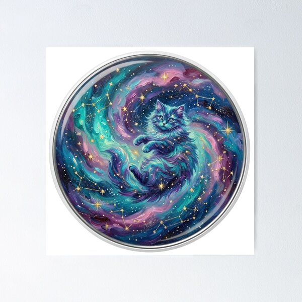 Item preview, Dynamic Galaxy Vortex Cat Acrylic Painting designed and sold by 0Zetgest.