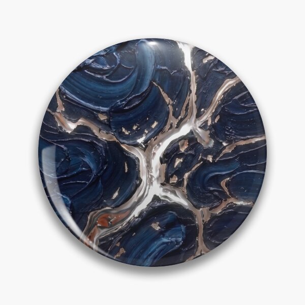 Item preview, Sapphire Mirage - Luxury Deep Blue & Gold Vein Abstract Impasto Painting designed and sold by NUNNO Studio.