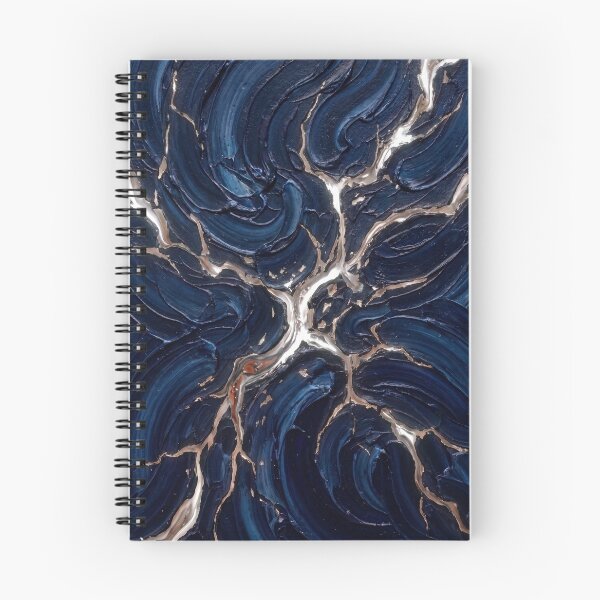 Item preview, Sapphire Mirage - Luxury Deep Blue & Gold Vein Abstract Impasto Painting designed and sold by NUNNO Studio.