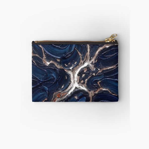 Item preview, Sapphire Mirage - Luxury Deep Blue & Gold Vein Abstract Impasto Painting designed and sold by NUNNO Studio.