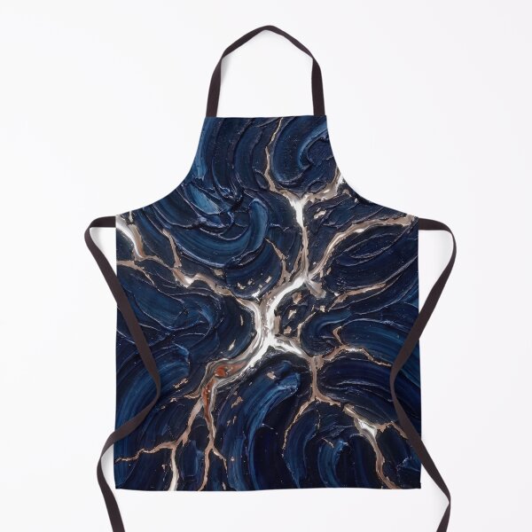 Item preview, Sapphire Mirage - Luxury Deep Blue & Gold Vein Abstract Impasto Painting designed and sold by NUNNO Studio.
