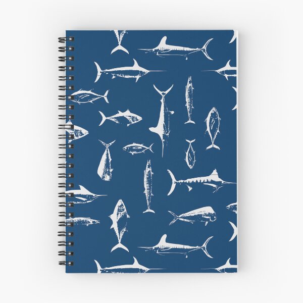 Item preview, Fish Tetris – Open Water Navy | Half drop repeat designed and sold by Melissa  MacMichael Art + Design.