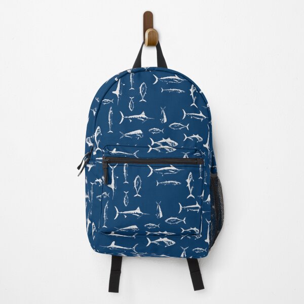 Item preview, Fish Tetris – Open Water Navy | Half drop repeat designed and sold by Melissa  MacMichael Art + Design.