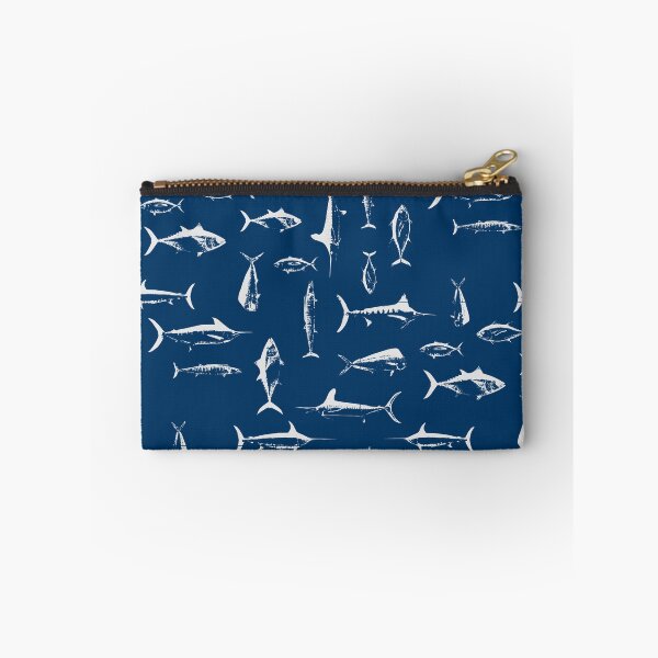 Item preview, Fish Tetris – Open Water Navy | Half drop repeat designed and sold by Melissa  MacMichael Art + Design.
