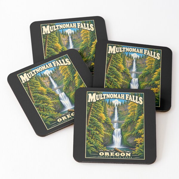 Item preview, Multnomah Falls Oregon Vintage Travel Poster Columbia River Gorge designed and sold by Swanny's Custom T-shirt and Gift Designs.