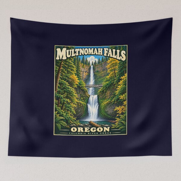 Item preview, Multnomah Falls Oregon Vintage Travel Poster Columbia River Gorge designed and sold by Swanny's Custom T-shirt and Gift Designs.