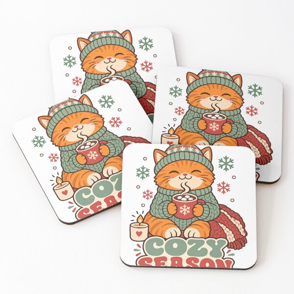 Item preview, Cozy Season Orange Cat Sipping Hot Cocoa designed and sold by Cozy Boo Club.