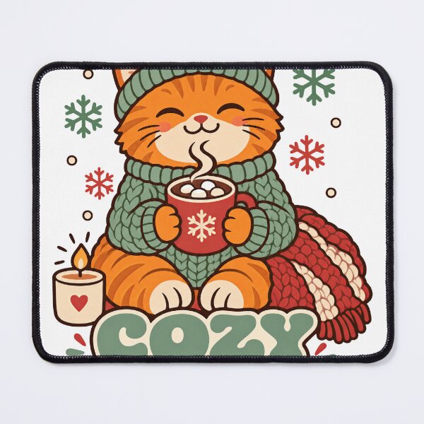 Item preview, Cozy Season Orange Cat Sipping Hot Cocoa designed and sold by Cozy Boo Club.