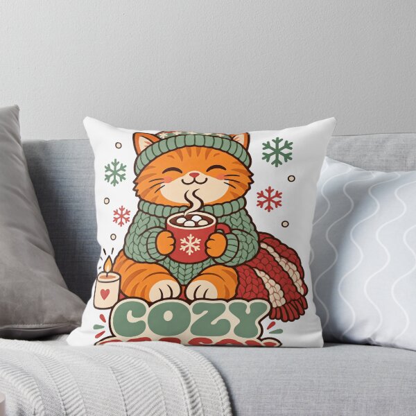 Item preview, Cozy Season Orange Cat Sipping Hot Cocoa designed and sold by Cozy Boo Club.