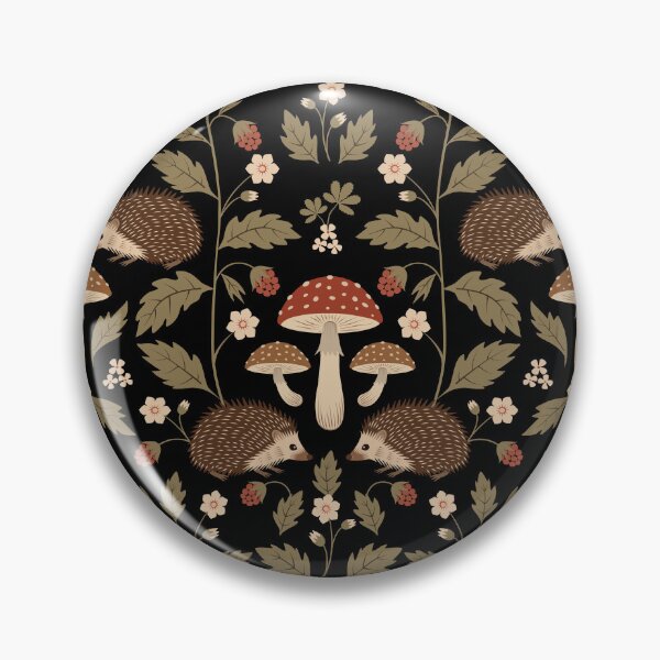 Item preview, Vintage Hedgehogs and Mushrooms on Black designed and sold by cafelab.