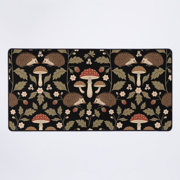 Item preview, Vintage Hedgehogs and Mushrooms on Black designed and sold by cafelab.
