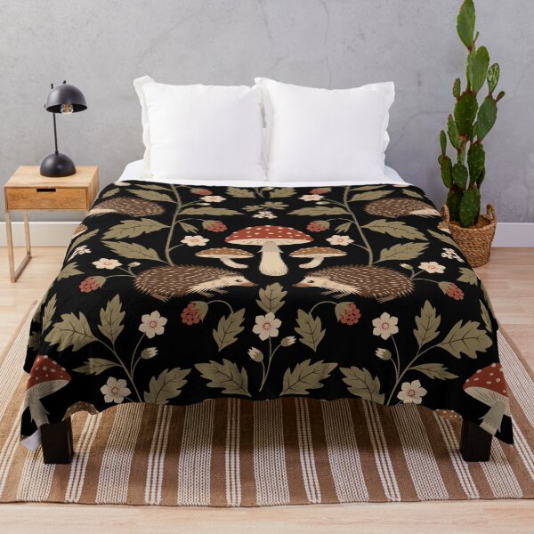 Item preview, Vintage Hedgehogs and Mushrooms on Black designed and sold by cafelab.