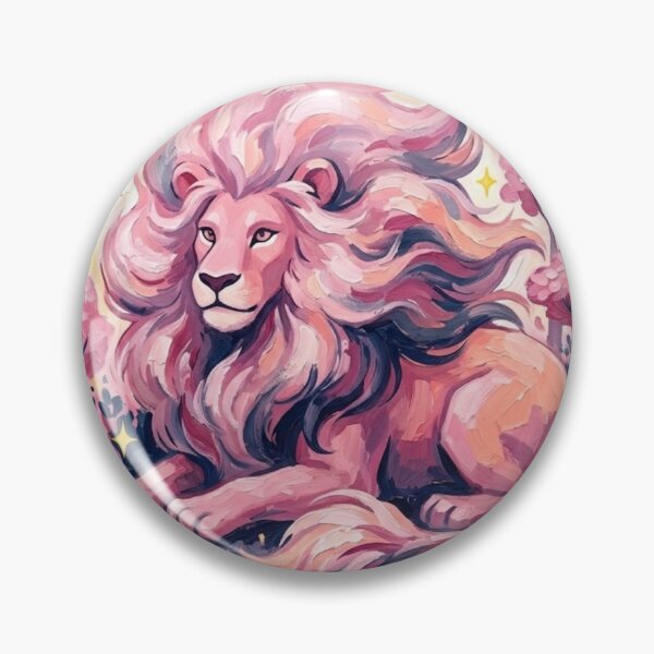 Item preview, Pink Lion Magical Dimension Painterly Button Art designed and sold by 0Zetgest.