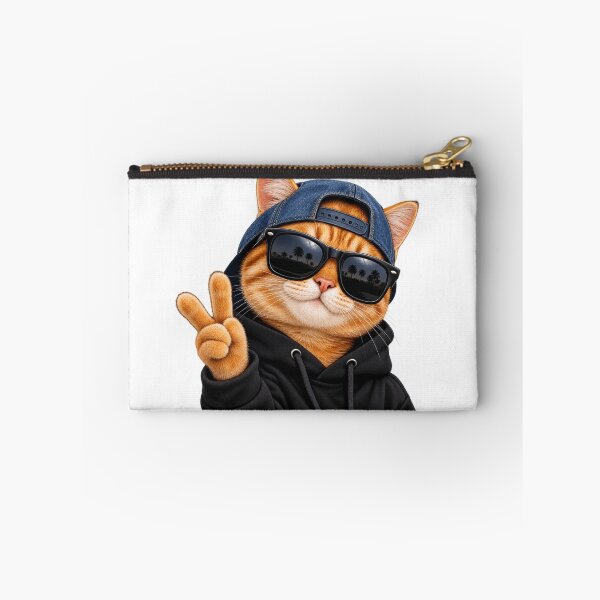 Item preview, Cool Cat Peace Sign – Funny Orange Tabby in Hoodie & Sunglasses designed and sold by  ADBIB Design.