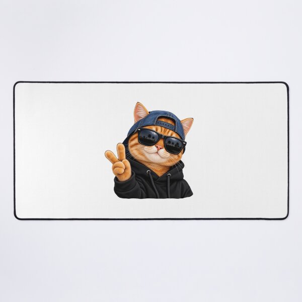 Item preview, Cool Cat Peace Sign – Funny Orange Tabby in Hoodie & Sunglasses designed and sold by  ADBIB Design.
