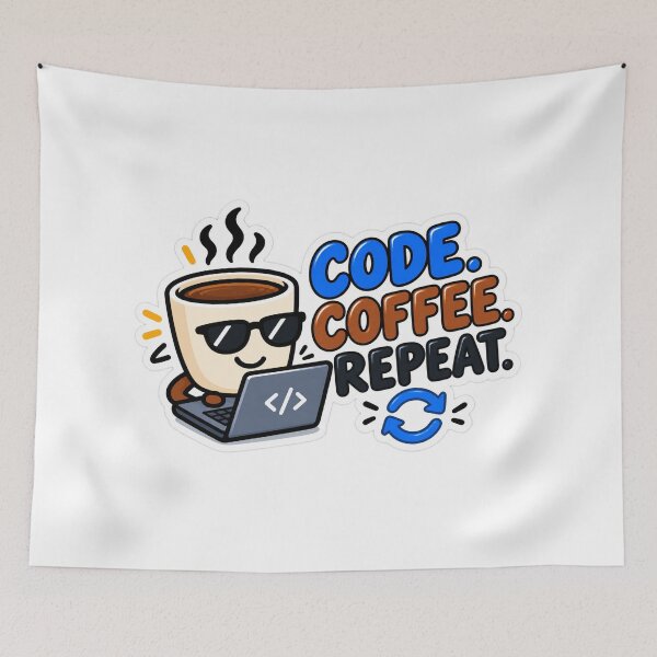 Item preview, Code Coffee Repeat – Funny Programmer Sticker designed and sold by Kushwaha18.