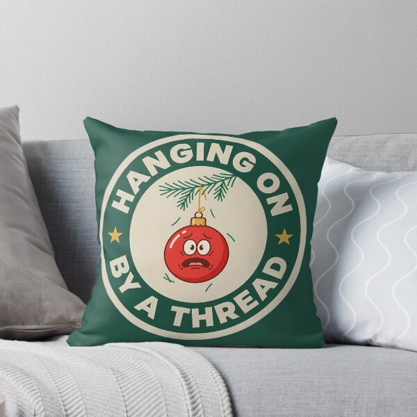 Item preview, Hanging On By A Thread Funny Ornament Badge designed and sold by DripCultureLab.