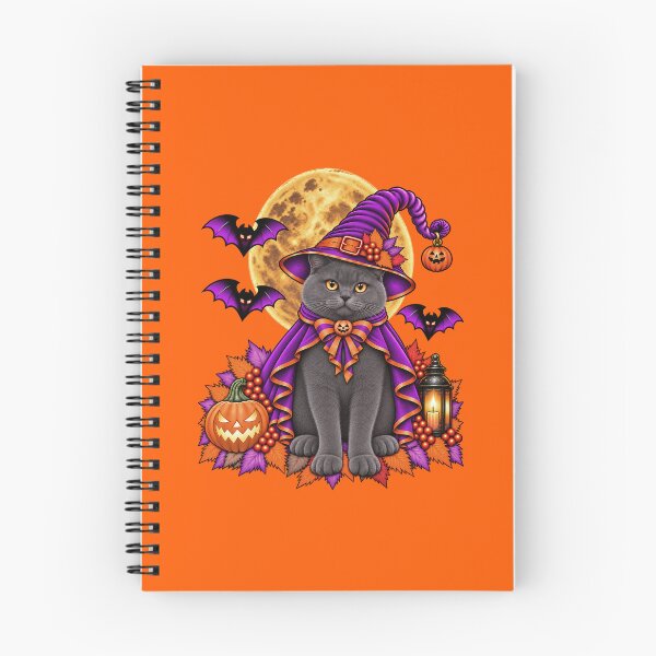 Item preview, British Shorthair Cat Halloween Witch Costume & Spooky Pumpkin designed and sold by PixelsPaws.