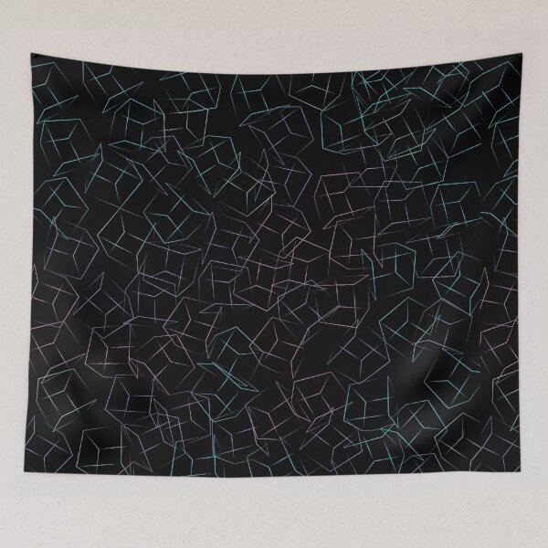 Item preview, Neon Geometric Cubes – Futuristic Abstract Wireframe Pattern designed and sold by GemniShop.