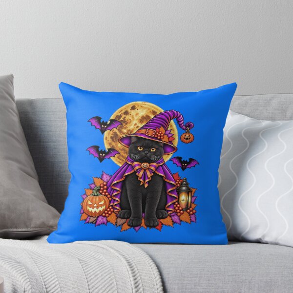 Item preview, Black Cat Halloween Witch Costume & Spooky Pumpkin designed and sold by PixelsPaws.