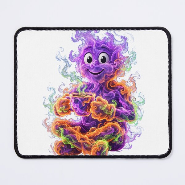 Item preview, Colorful Smoke Spirit Drinking Coffee Cute Cosmic Zen Art designed and sold by One City Two Children Studio.