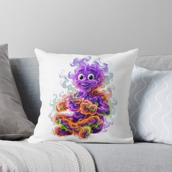 Item preview, Colorful Smoke Spirit Drinking Coffee Cute Cosmic Zen Art designed and sold by  One City Two Children Studio.