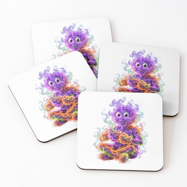 Item preview, Colorful Smoke Spirit Drinking Coffee Cute Cosmic Zen Art designed and sold by  One City Two Children Studio.