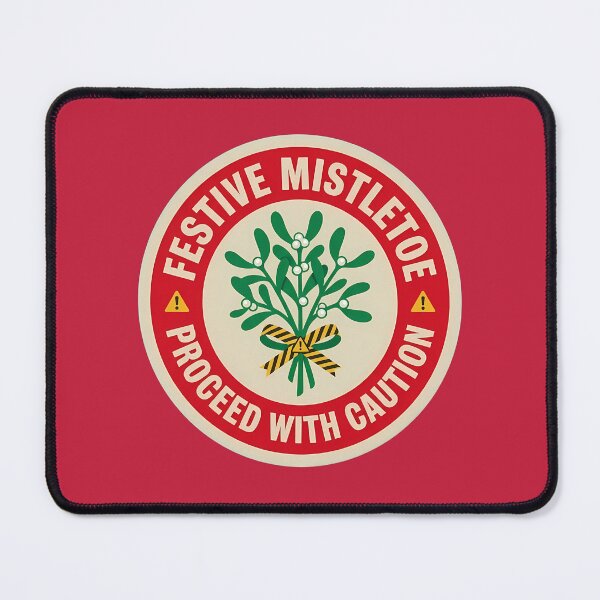 Item preview, Festive Mistletoe Proceed With Caution Holiday Badge designed and sold by DripCultureLab.