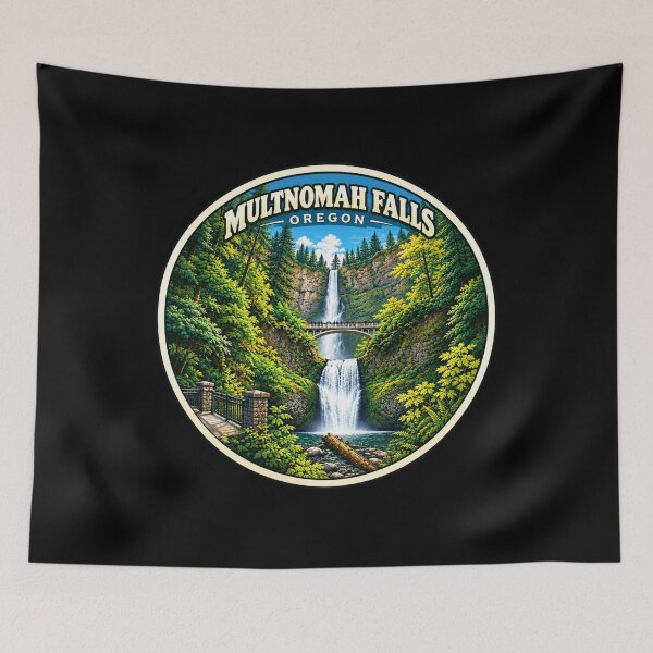 Item preview, Multnomah Falls Oregon Vintage Travel Badge Sticker Columbia River Gorge designed and sold by Swanny's Custom T-shirt and Gift Designs.