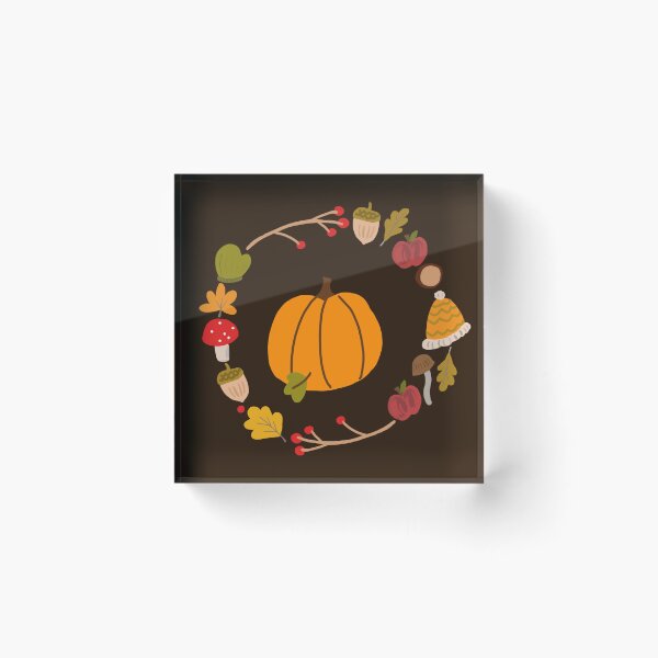 Item preview, Autumn Wreath with Pumpkin Acorn Mushroom Apple designed and sold by Designs by Sara Felton.