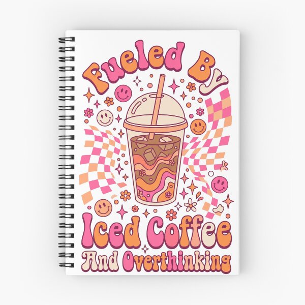 Item preview, bubble tea iced coffee and overthinking kawaii cartoon lettering designed and sold by DariaOltes.