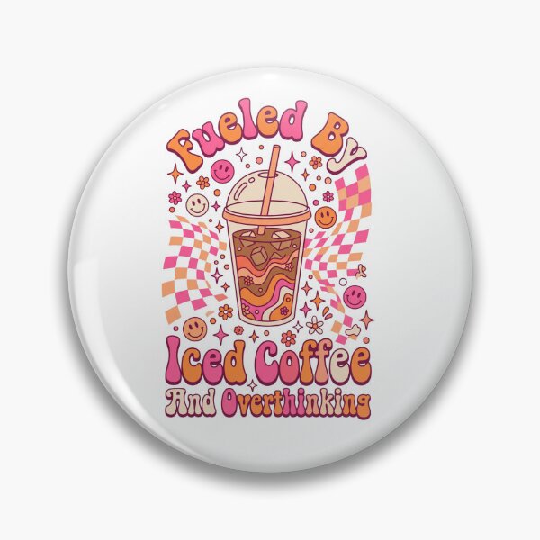 Item preview, bubble tea iced coffee and overthinking kawaii cartoon lettering designed and sold by DariaOltes.