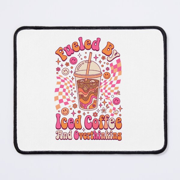 Item preview, bubble tea iced coffee and overthinking kawaii cartoon lettering designed and sold by DariaOltes.