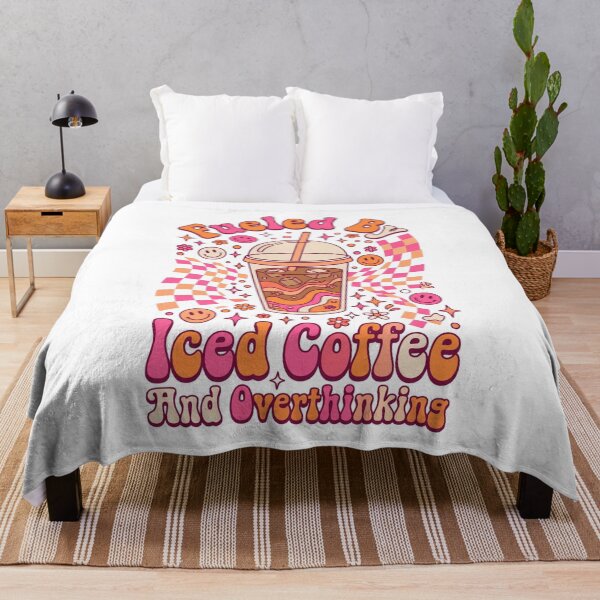 Item preview, bubble tea iced coffee and overthinking kawaii cartoon lettering designed and sold by DariaOltes.