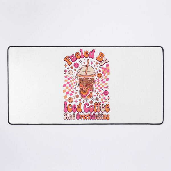 Item preview, bubble tea iced coffee and overthinking kawaii cartoon lettering designed and sold by DariaOltes.